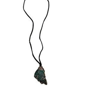 Handcrafted  leather cord necklace with quartz Gem stone